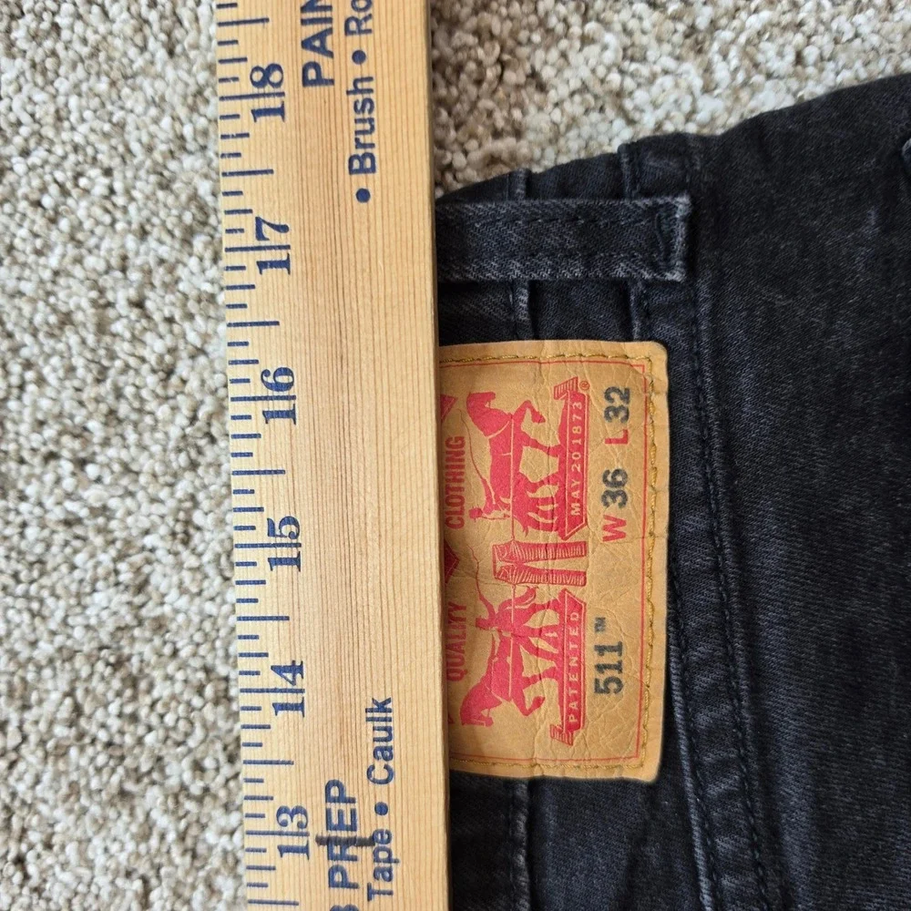 Levi's 511 Slim Fit Jeans Mens W36 L32 Black Stretch Denim Pants 04511-1907